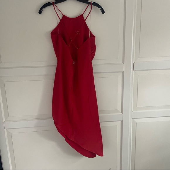 New! Nookie Red Gypsy Mini Halter Asymmetrical Mini Dress 37678 - Picture 3 of 11